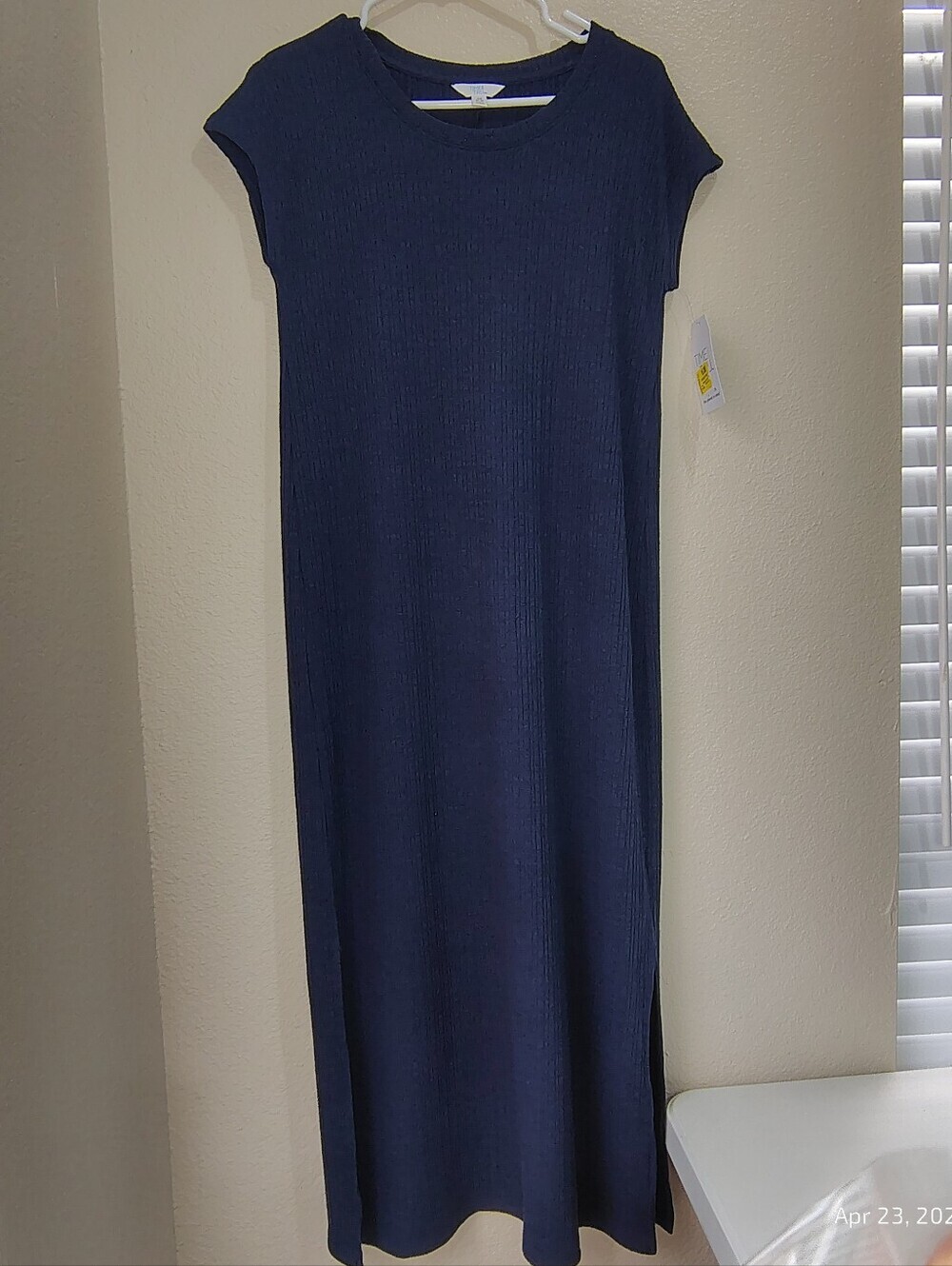 LOT OF 3  Womens XS Ribbed Maxi Column Dress BLACK NAVY BROWN BASIC CASUAL COMFY - Picture 4 of 6
